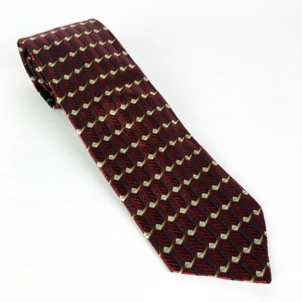 Ermenegildo Zegna Burgundy Gold Italian Silk Tie